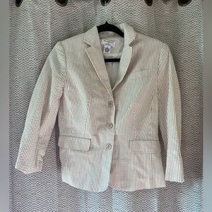 Philosophy Republic Clothing Women’s Jacket Collared Pinstriped Linen Feel